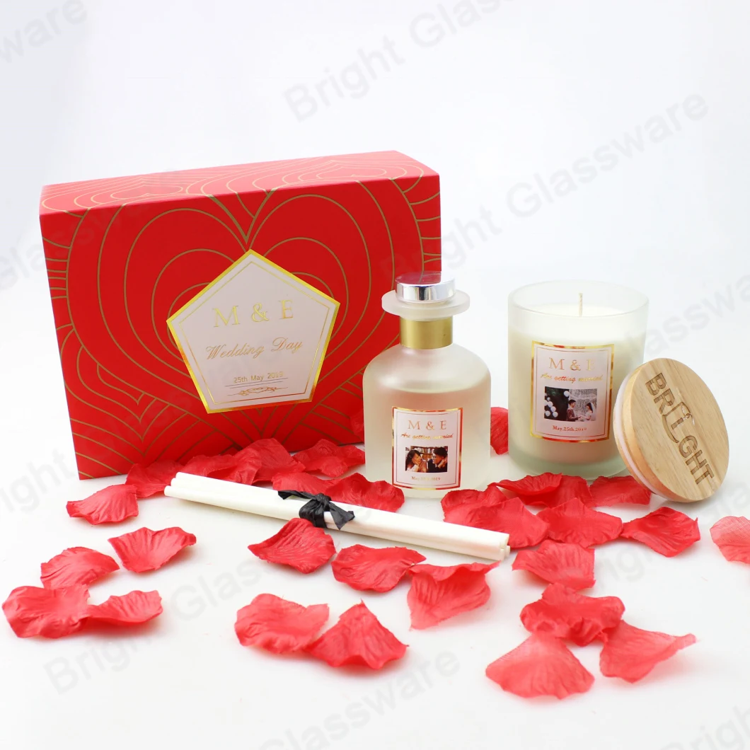 Luxury Wedding Gift Scented Candle Glass with Diffuser Bottle