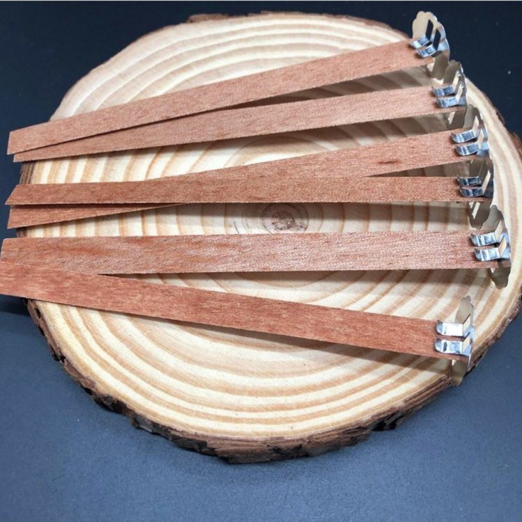 Stable Candle Wood Wicks for Aroma/Scented Candle Making, Eco Friendly Making Candle Wick with Metal Tab