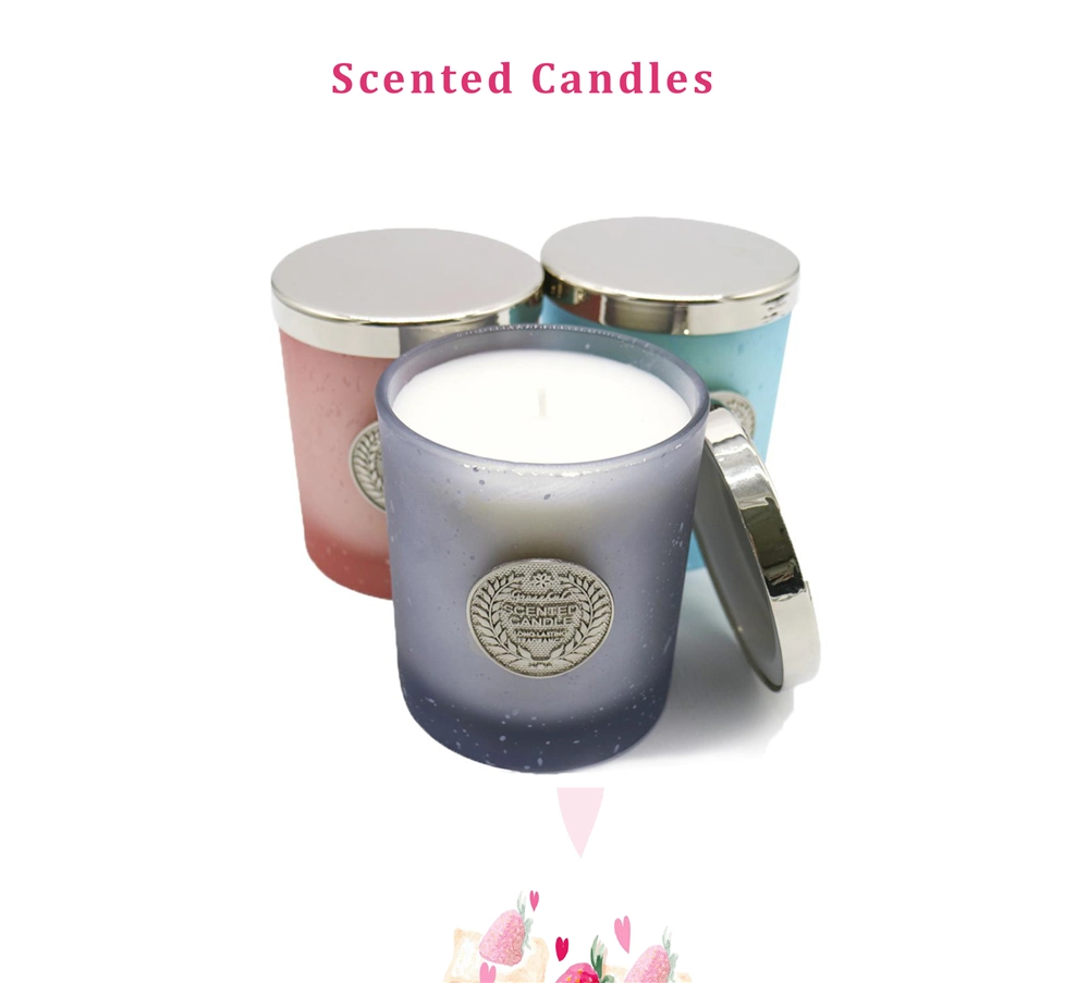 Aroma Candle Natural Soy Wax Frosted Glass Jar Candles with Lid