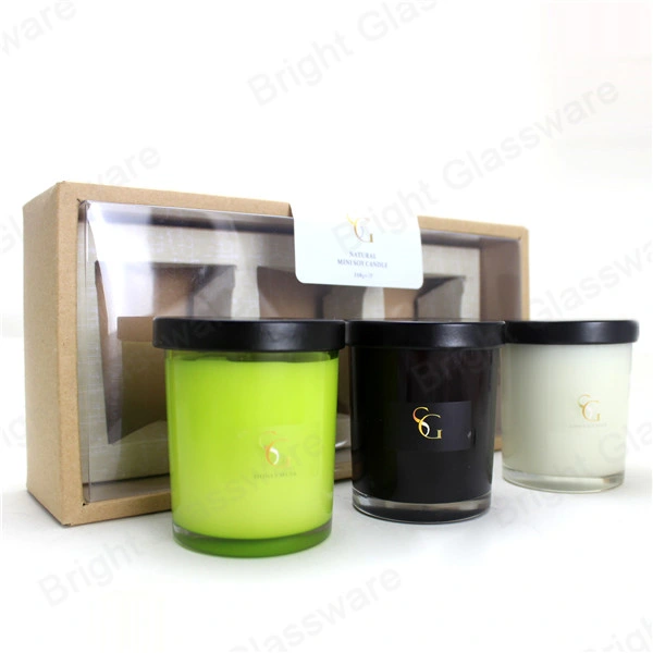 Luxury Set of 2oz Scented Candle in Glass Jar with Metal Lid and PVC Box