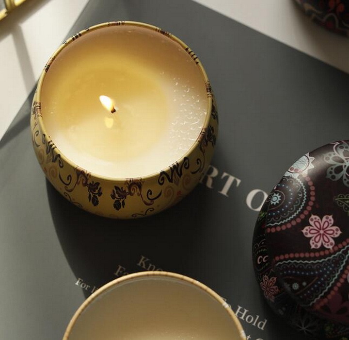 Scented Paraffin Wax Tin Candle with Color Printing