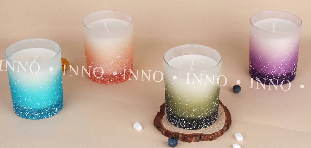 Hot Sale OEM 200g Logo Round Candle Frosted Gradient Glass Bottle Perfume Scented Candle