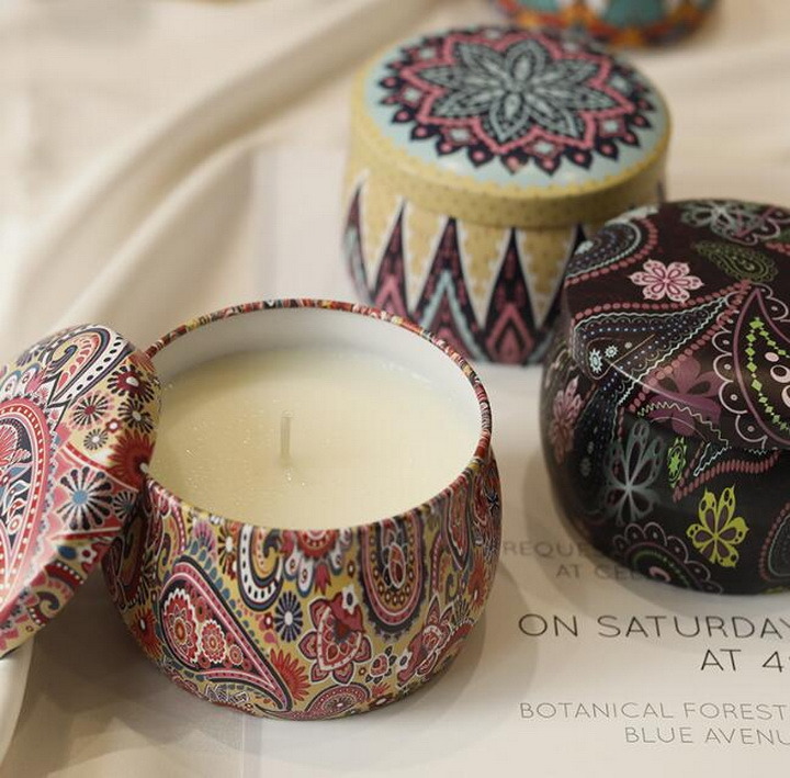 Scented Paraffin Wax Tin Candle with Color Printing