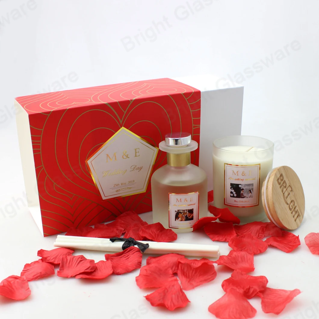 Luxury Wedding Gift Scented Candle Glass with Diffuser Bottle