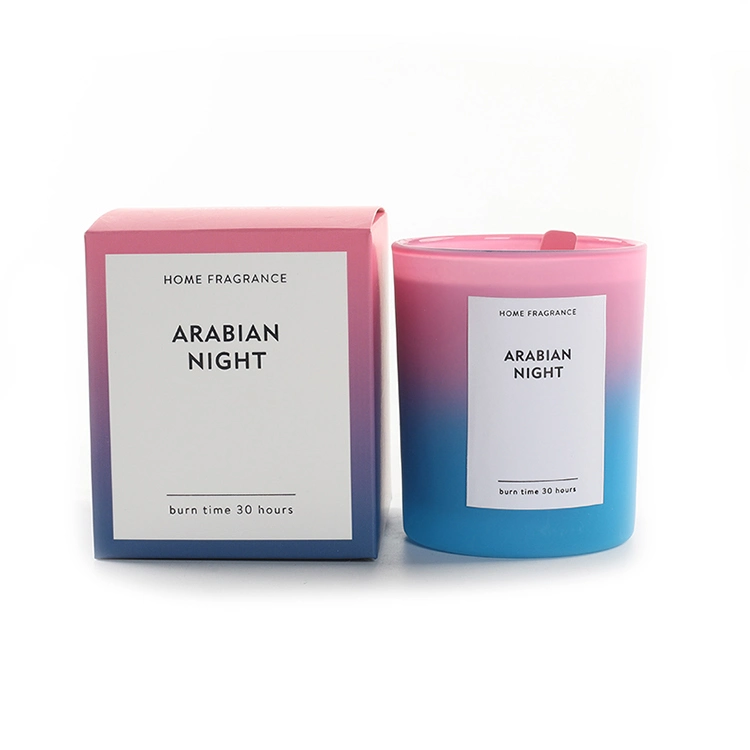 Special Design Widely Used Gradient Color Glass Jar Scented Candle with Folding Box