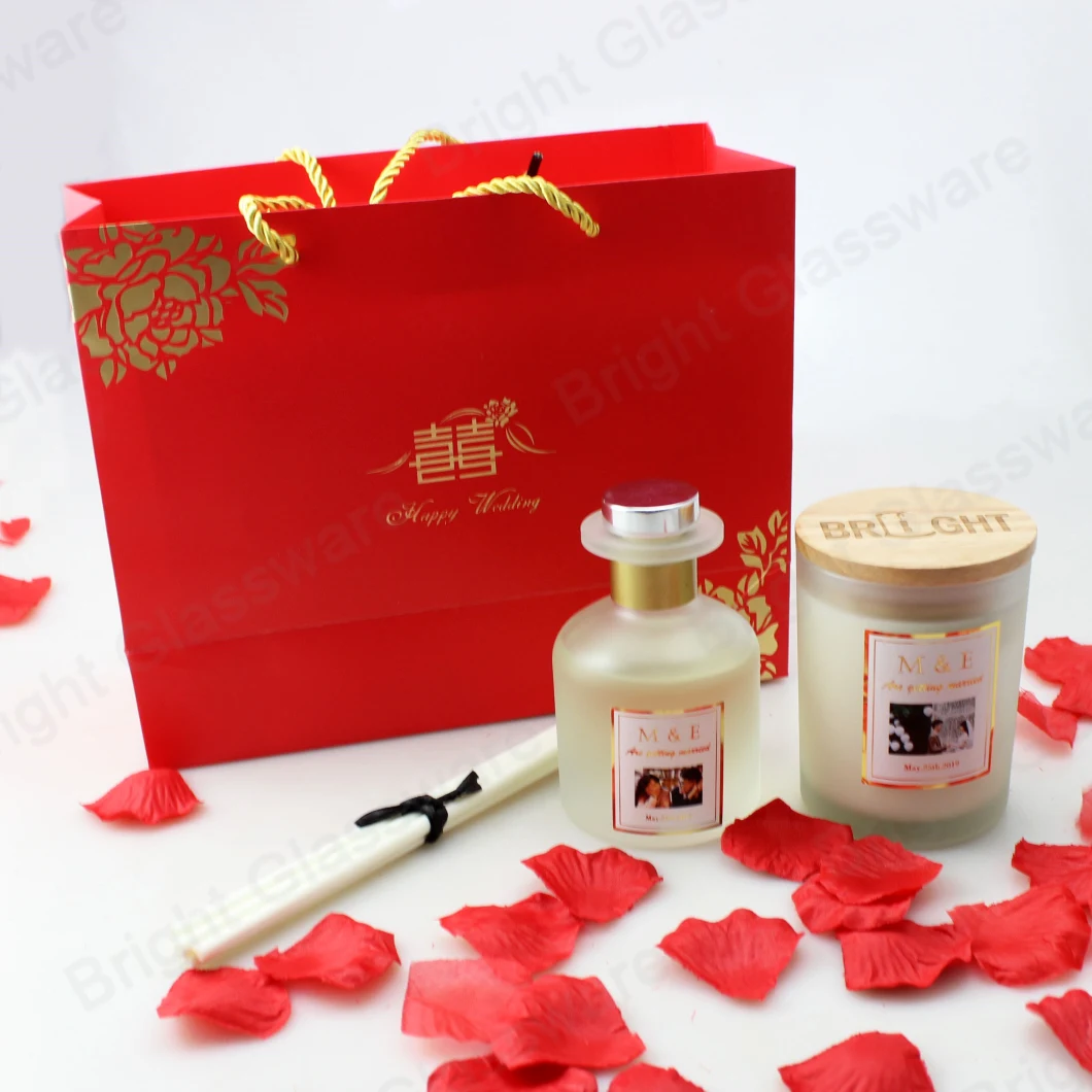 Luxury Wedding Gift Scented Candle Glass with Diffuser Bottle