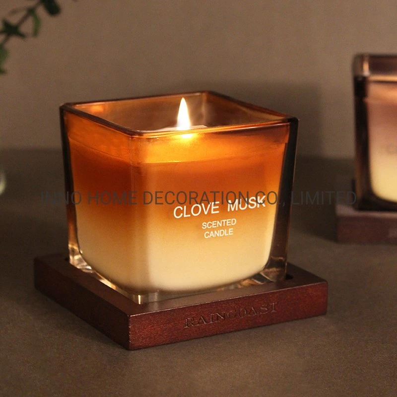 Customized Scented Candle Square Glass Holder Fragrance Candles210g for Home