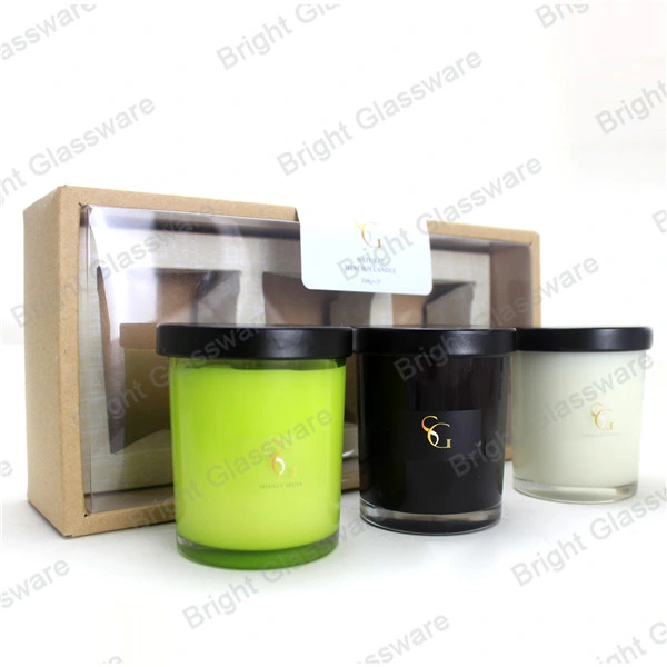 Luxury Set of 2oz Scented Candle in Glass Jar with Metal Lid and PVC Box