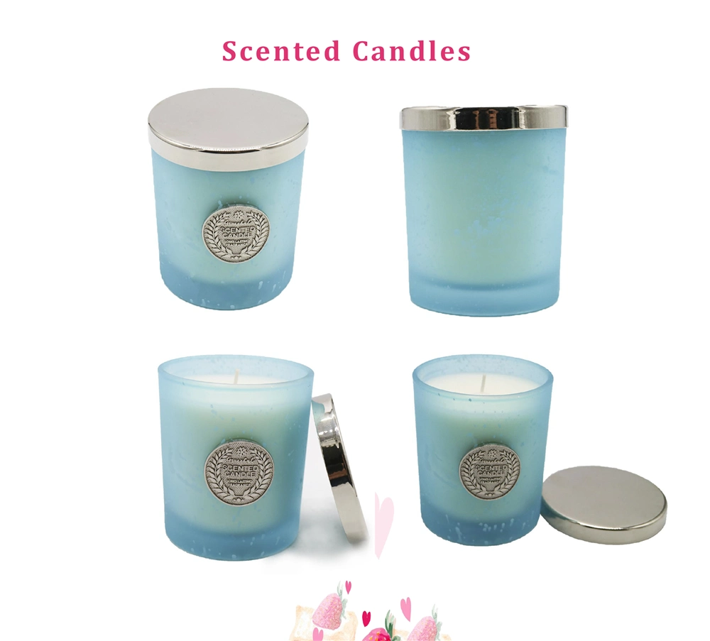 Aroma Candle Natural Soy Wax Frosted Glass Jar Candles with Lid