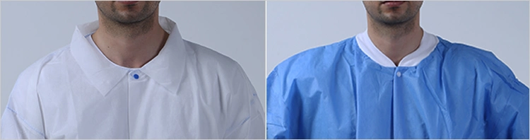 Long Sleeve Non Woven Lightweight Barrier Pharmacist Protective Hook & Loop Disposable Lab Coat