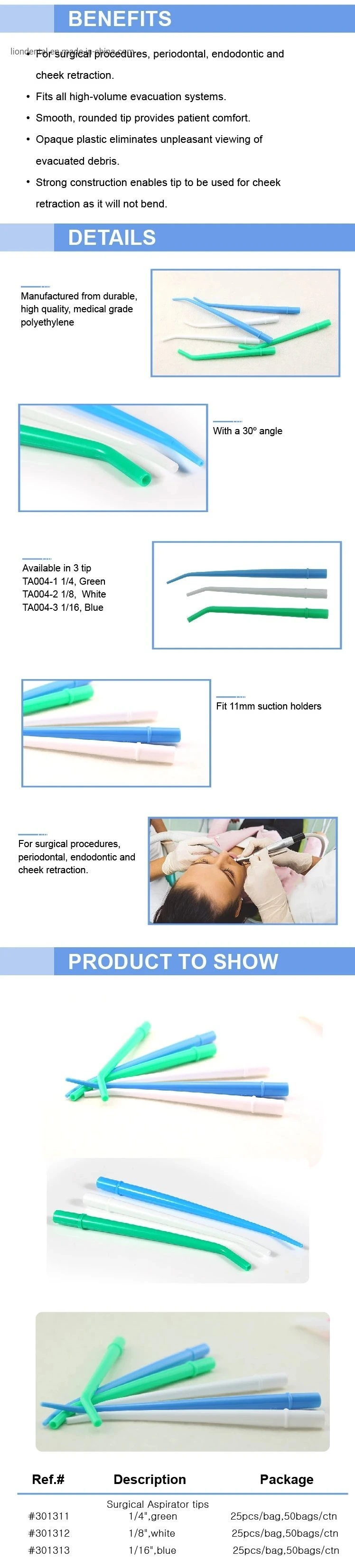 Medical Accessories Disposable Dental Surgical Aspirator Tips