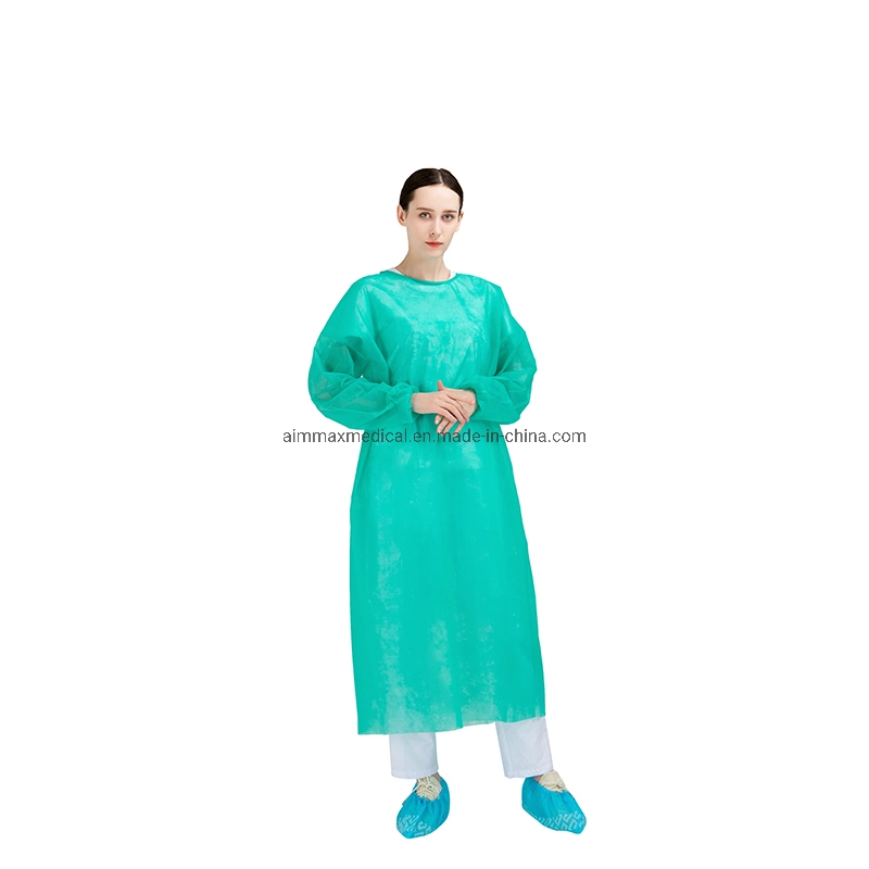 China Factory Supply Full Length Long Sleeves Impervious Gowns Medical Dental Gowns Non Woven Disposable SMS Gowns with Knitted Cuff