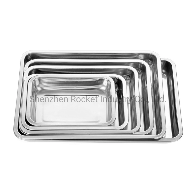 Food Storage Wholesale Large Size Custom Logo Cheap Square Impression Stainless Steel Body Trays