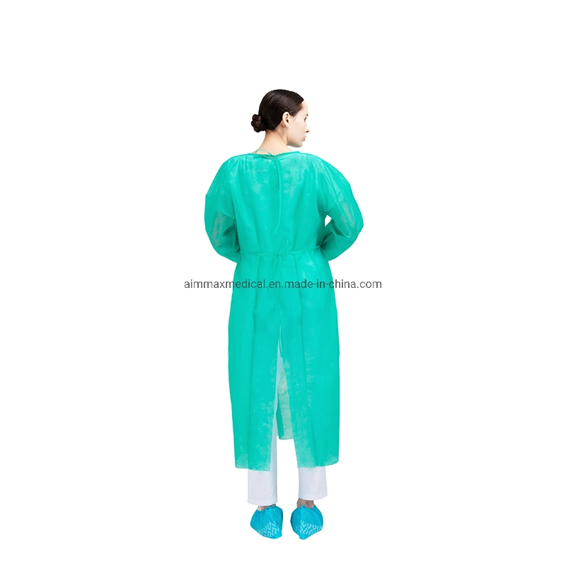 China Factory Supply Full Length Long Sleeves Impervious Gowns Medical Dental Gowns Non Woven Disposable SMS Gowns with Knitted Cuff