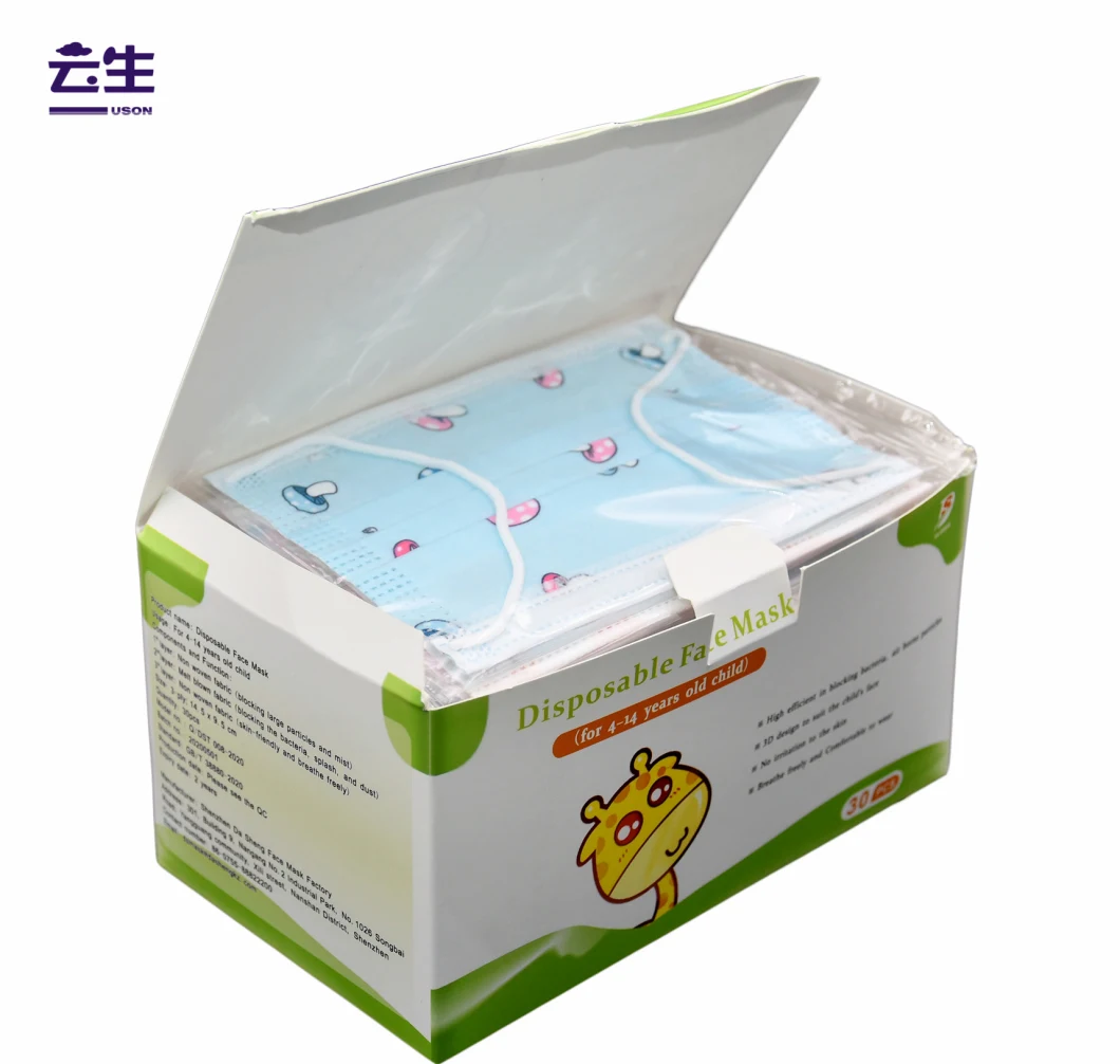 Custom 3 Ply Non Woven Face Mask Cartoon Protection Disposable Face Mask Boys