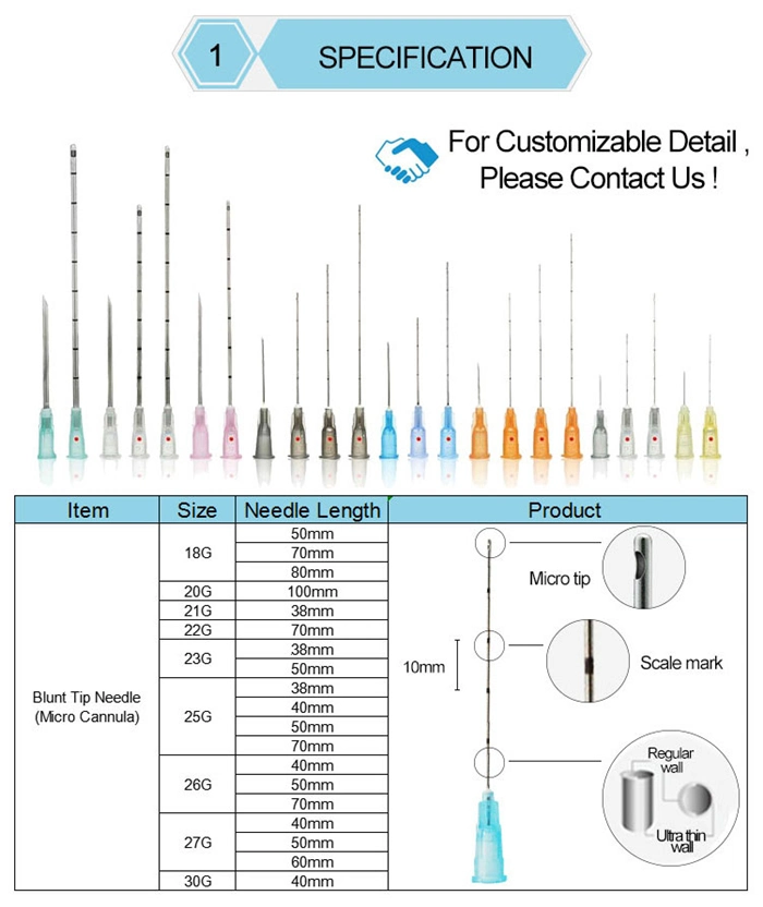 Top Quality Blunt Tip Micro Cannula Needle for Fillers OEM Service Blunt Tip Micro Cannula