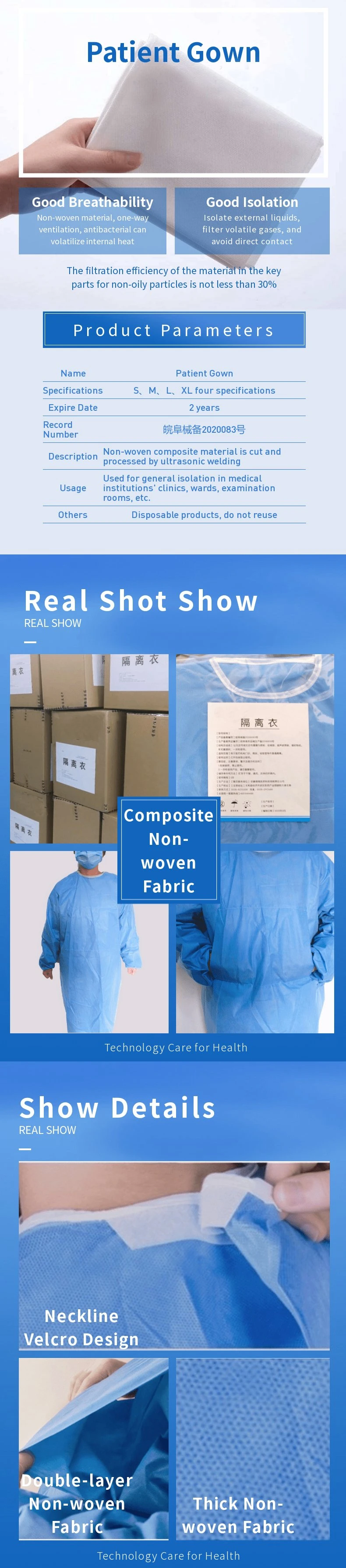 Disposable Level2/Level 3 Ioslation Gowns with Knit Cuff Protective Surgical SMS Isolation Gowns