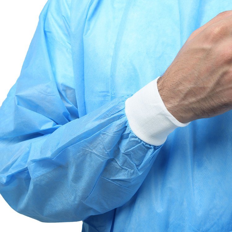 Isolation Insulation Barrier AAMI Non Woven Polypropylene Sterilized Disposable Long Sleeve PPE Gown