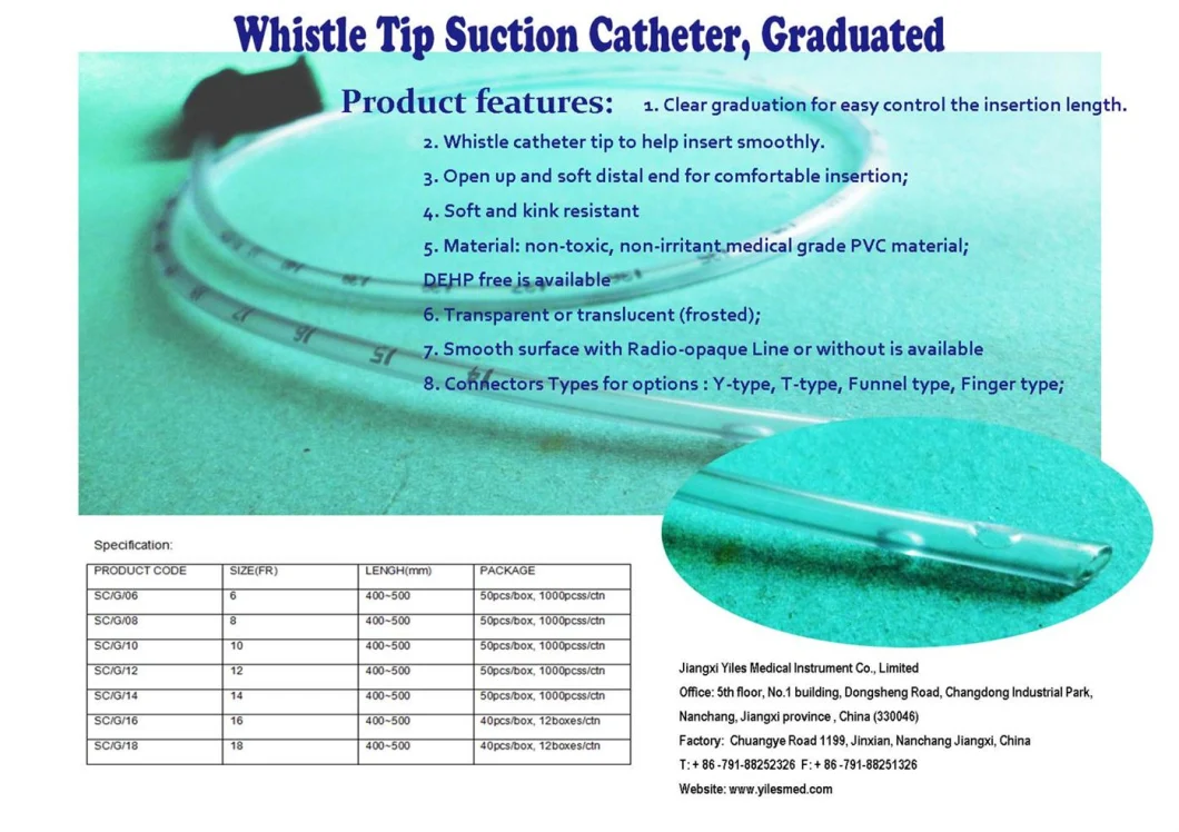 Sterile Vacuum Control Suction Catheter/Tube with Round/Whistle Tip Graduated Marks