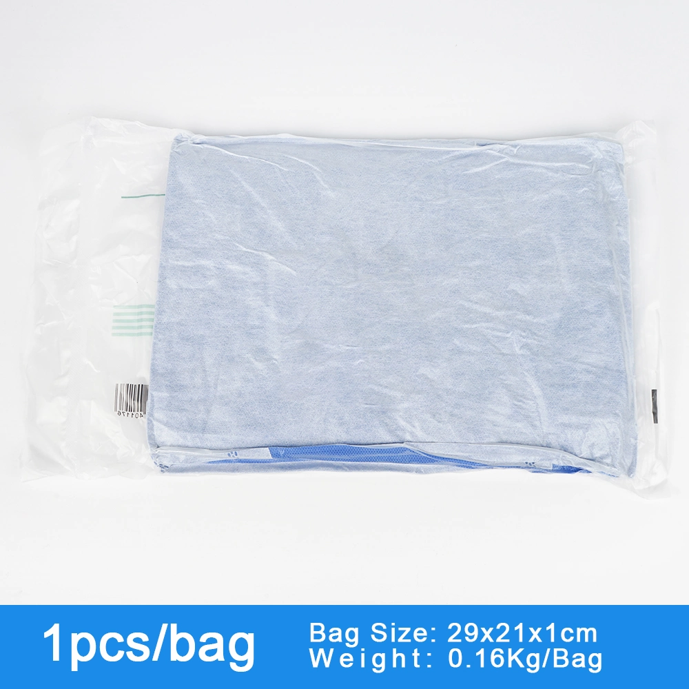 SMS Dental Surgical Gowns Latex Free Resistant Fluid Disposable Hospital Isolation Gowns Blue Non-Woven Disposable SMS Sterile Reinforced Surgical Gowns