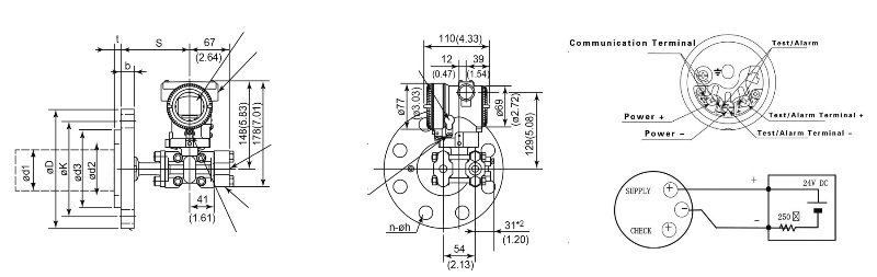 Insertion Flange Remote Seal Differential Pressure Level Transducer Transmitter