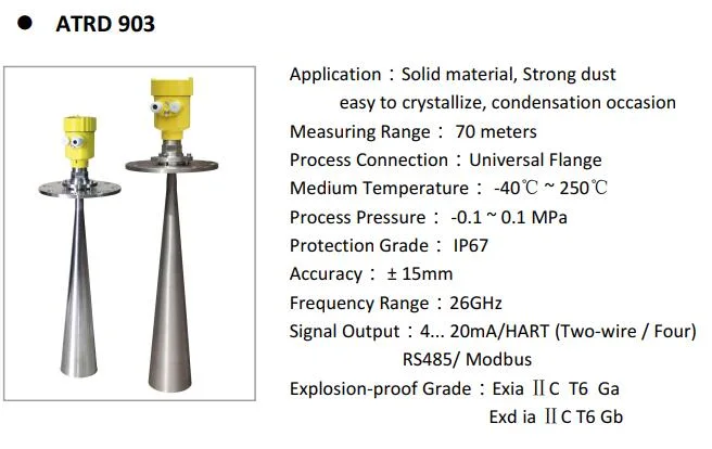 Ultrasonic Grain Silo Radar Level Transmitter for Grain Bin High Accuracy 0.1%