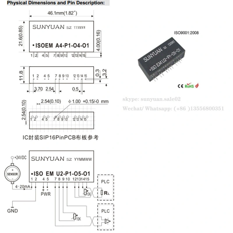 0-10V 0-10mA Signal Input to 0-20mA Dual Output Signal Isolator