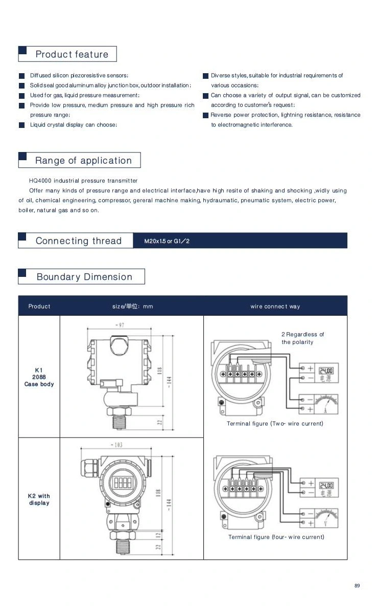 Hakin Pressure Sensor Hydrostatic Generator Oil Pressure Transmitter