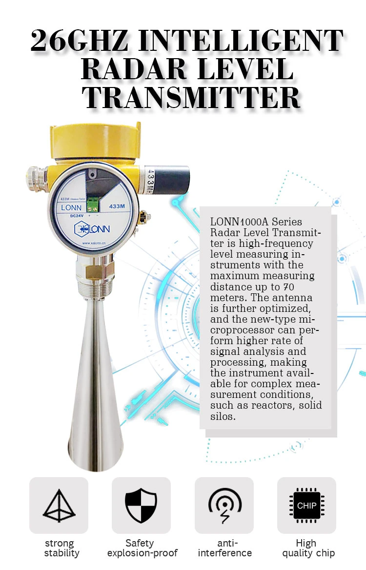 26GHz Corrosive Liquid Radar Type Tank Level Transmitter Radar Level Transmitter