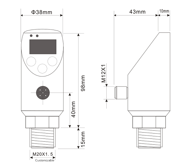 Smart 4-20mA/0-5V/0-10V Digital Pressure Transmitter with PNP/NPN Switching