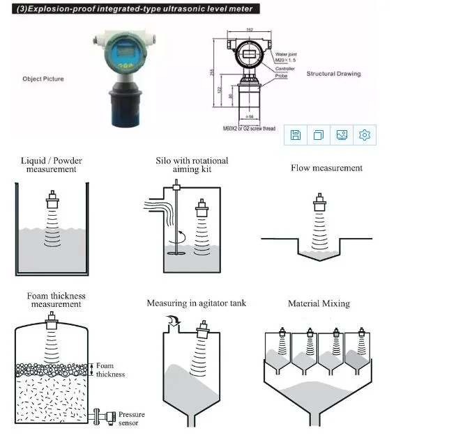 Diesel Tank Ultrasonic Level Transmitter Water Level Sensor