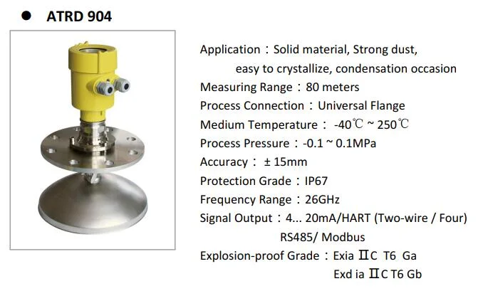 Ultrasonic Grain Silo Radar Level Transmitter for Grain Bin High Accuracy 0.1%