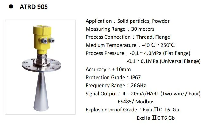 Ultrasonic Grain Silo Radar Level Transmitter for Grain Bin High Accuracy 0.1%