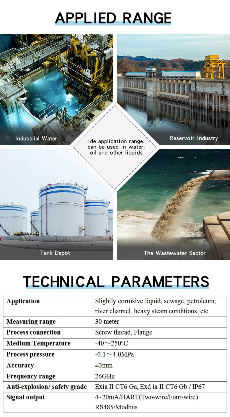 26GHz Corrosive Liquid Radar Type Tank Level Transmitter Radar Level Transmitter