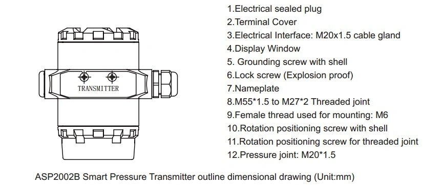 Rosemount 3051 Outer Shell Pressure Sensor/Transducer/Transmitter with 4~20mA Hart/Modbus Output