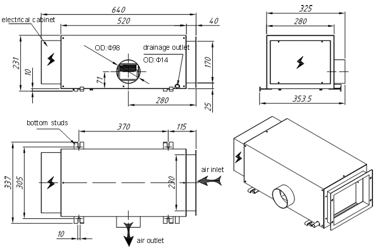 Conloon 20L/Day Industrial Ceiling Mounted Dehumidifier Clg-20r