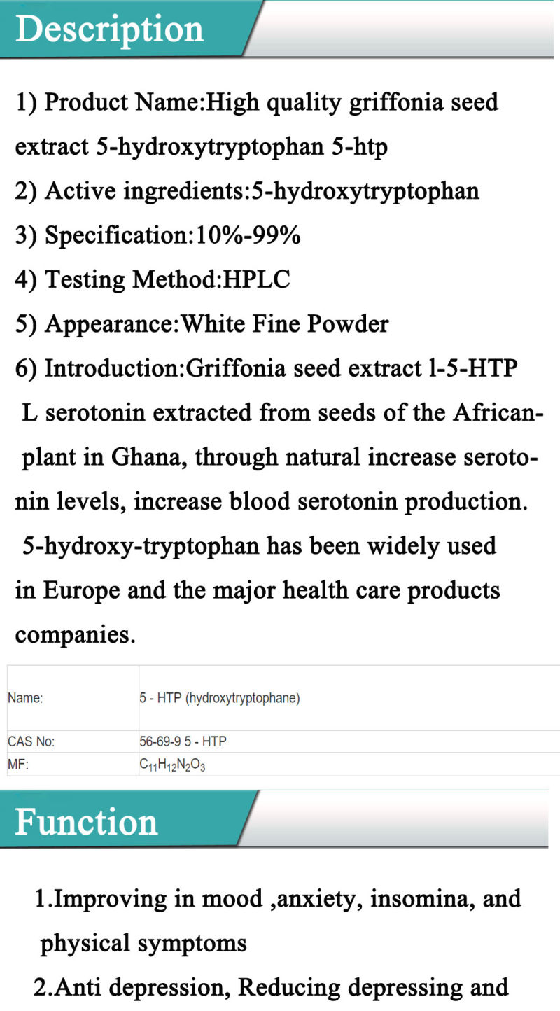 High Quality 5-Htp Powder 98% 5htp Griffonia Seed Extract 5 Htp/L-5- Hydroxytryptophan/314062-44-7