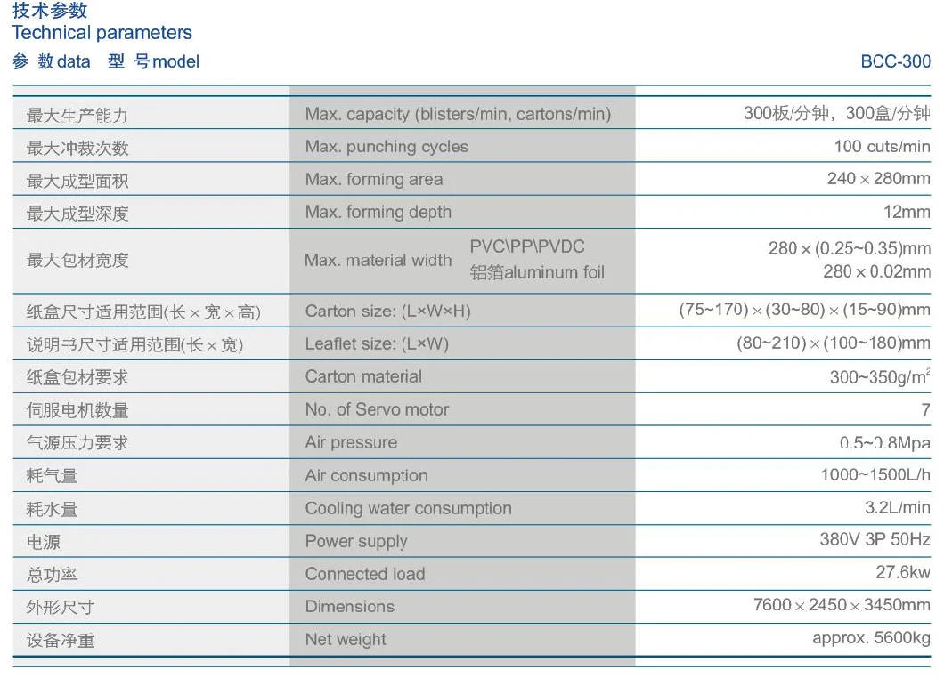 Bcc-300 Automatic Blister & Cartoning Machine