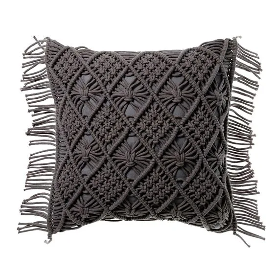 Macrame Decorative Wedding Pillow Cover Handmade Macrame Boho Black Cushion Cover Wholesale and Retail Cushion Cover