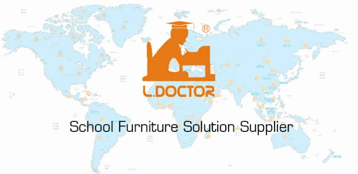 MDF Two Seaters Classroom Furniture School Double Desk with Chairs