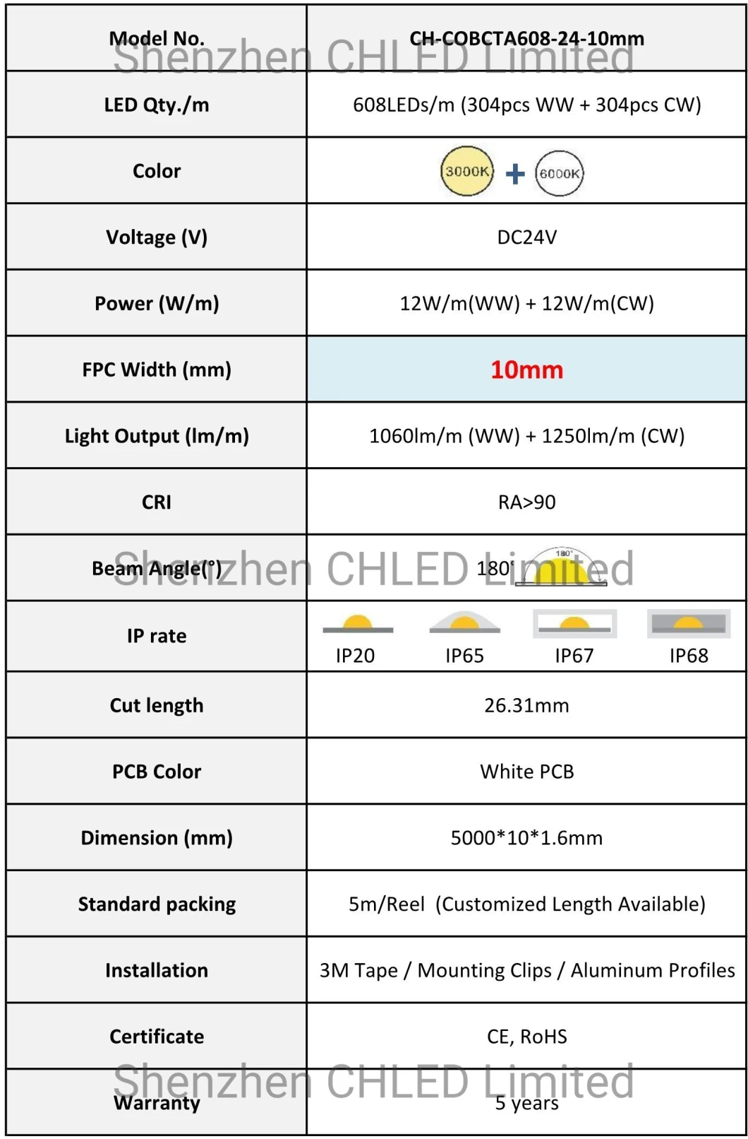 Waterproof High-Density COB Chips IP67 Extrusion Waterproof Flexible COB LED Strip Light