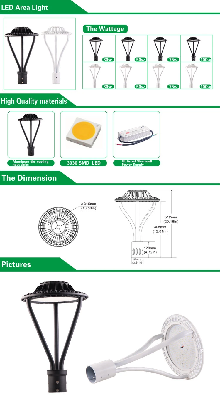 30W 50W 75W 100W Lamp Post Outdoor Lamp Post LED Post Lights Outdoor Post Lights