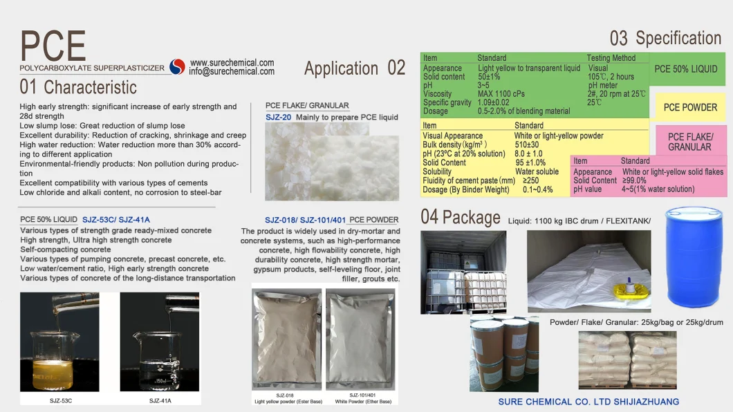 Polycarboxylate Based Superplasticizer PCE Slump Retention Type for Concrete