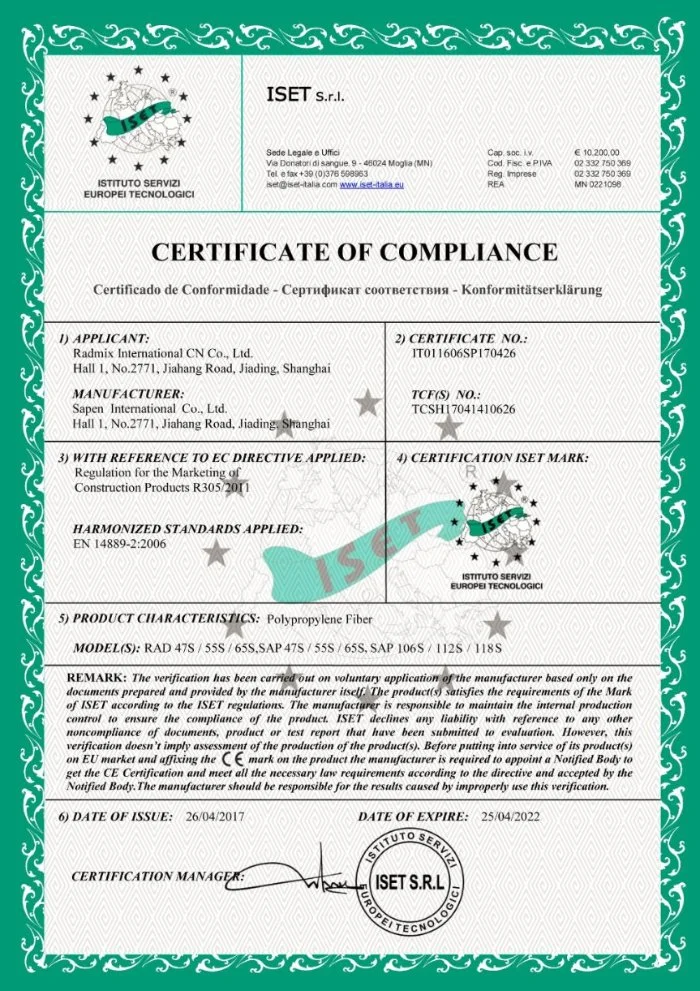 Concrete Admixture PP Fiber Chemical Building Materials Macro Fibre