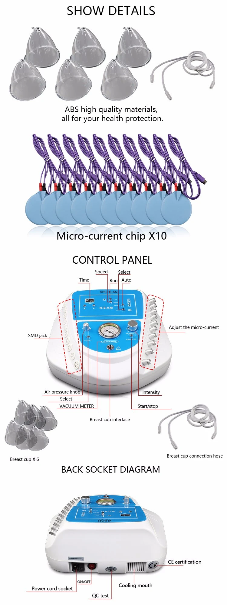 Vacuum Therapy Breast Care Beauty Equipment Body Massager Breast Enlargement Massage Breast Beauty Machine