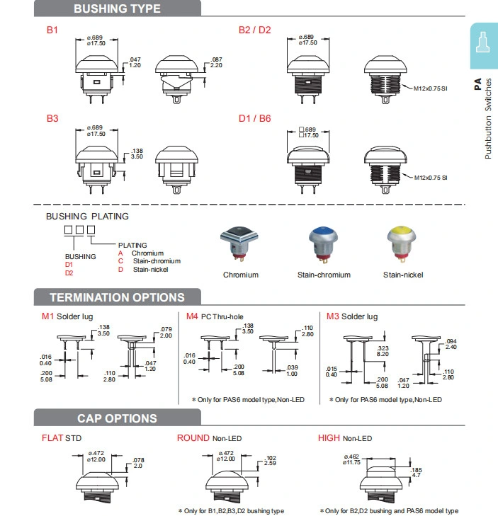 Push Button Switch with off Mom or on Mom Function