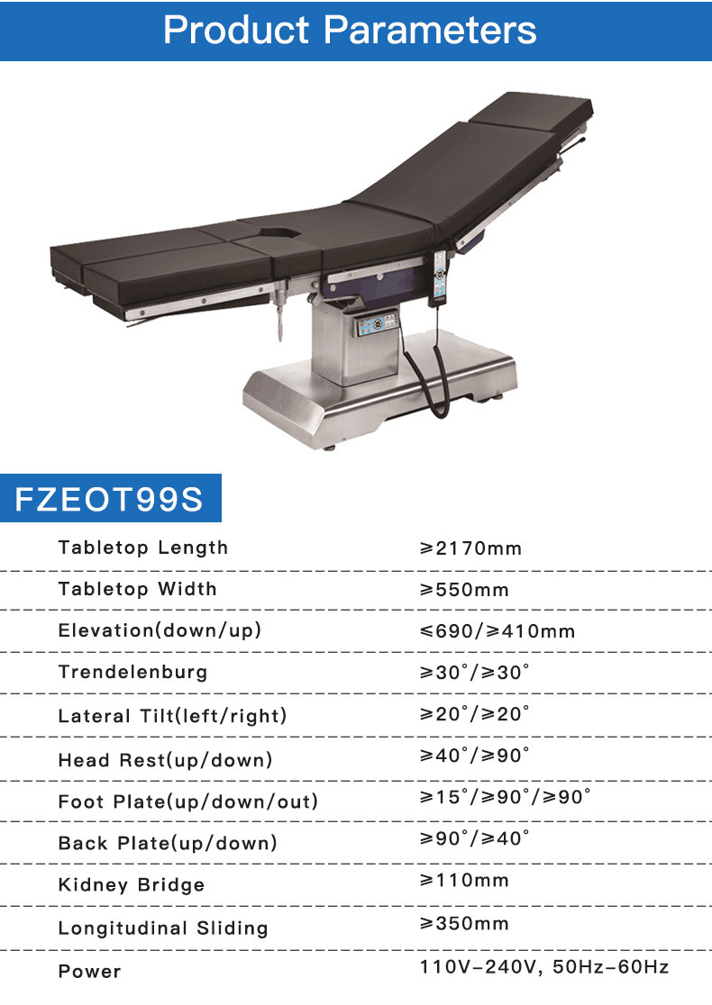 Operation Theatre Multi-Function Electric Hydraulic Integrated Leg Operating Table (HFEOT99S)