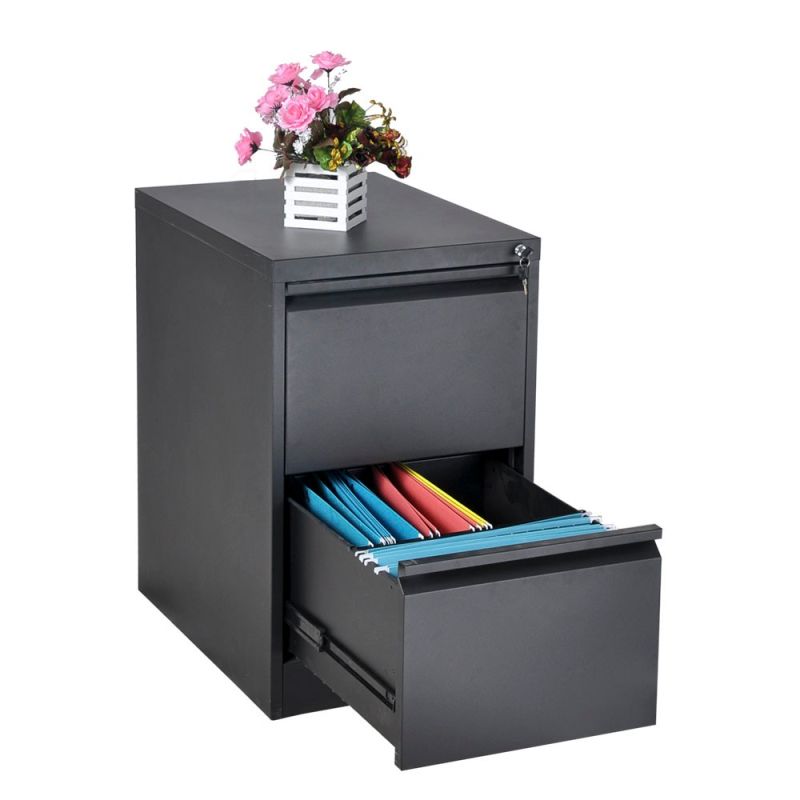 Executive 2 Drawer Metal Full Extension Safe Bedside Desk Use Steel File Storage Cabinet with Lock