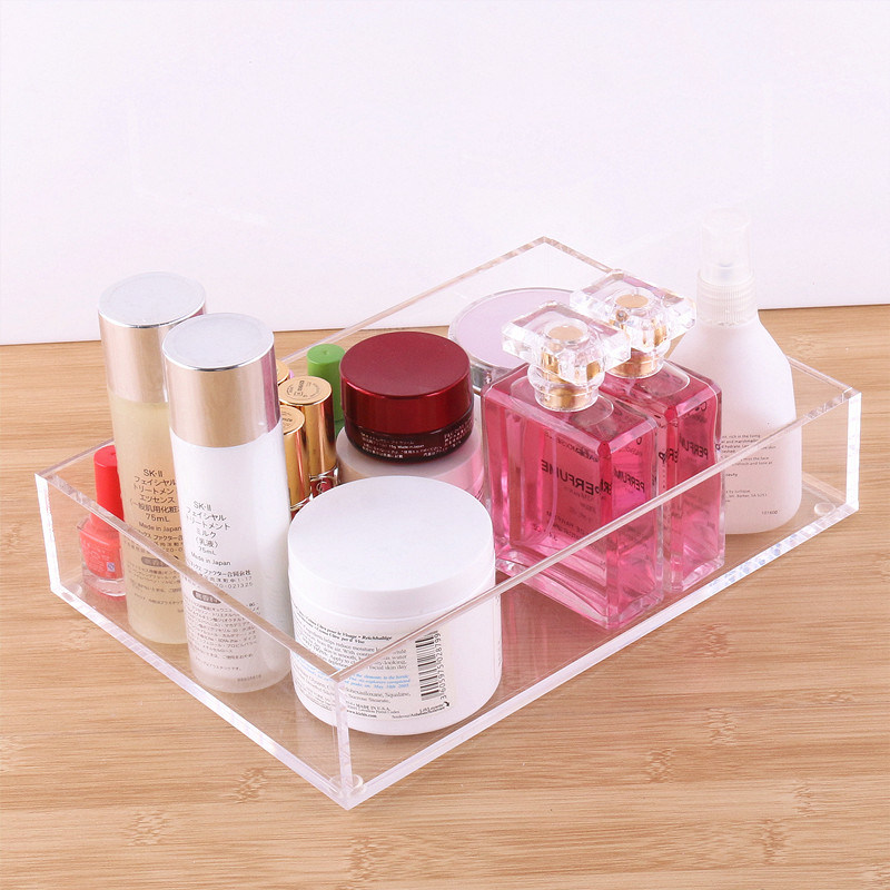 China Factory Customized Transparent Perspex Acrylic Cosmetic Vanity Jewelry Holder Tray Handmade