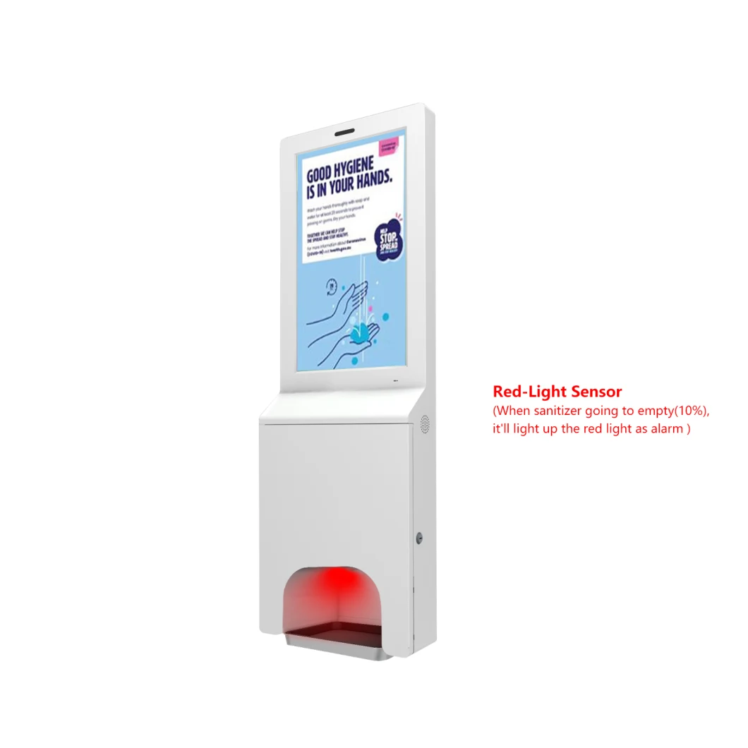 21.5 Inch Wall Mounted/Floor Stand Digital Signage Monitor Auto Hand Sanitizers Dispenser Advertising LCD Display